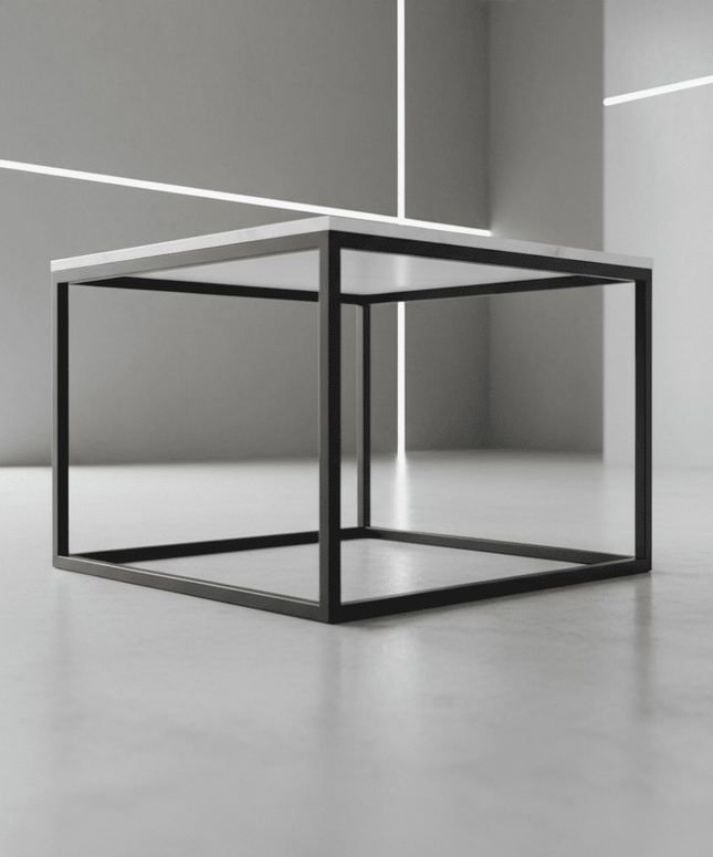 Table Basse Rectangulaire – Décor Marbre avec Piètement Métal Noir (MABLE) - Avenue des Soldes