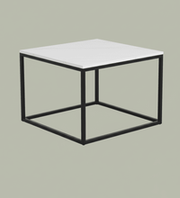 Table Basse Rectangulaire – Décor Marbre avec Piètement Métal Noir (MABLE) - Avenue des Soldes