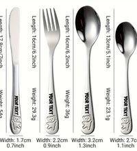 Set de couverts personnalisés 4 pièces en acier inoxydable 304 – Gravure du prénom avec adorable motif ours – Comprend couteau, fourchette, cuillère et petite cuillère - Avenue des Soldes